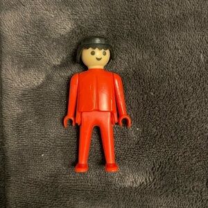 Playmobil Geobra Vintage 1974 Figure Red Clothes Black Hair 3” Character
